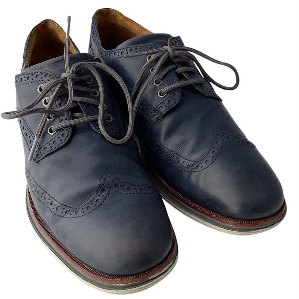 Cole Haan ØriginalGrand Navy Blue Leather Wingtip Oxford Shoes Men’s Size 10 M